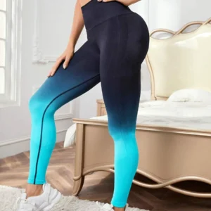 Turqouise and Blue Fade Yoga Tights